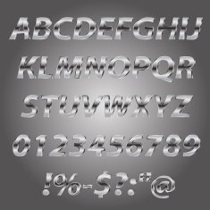 Metal letters style alphabet collection set