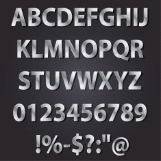 Metal letters style alphabet collection set N2