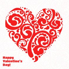 Vector Valentine's day lacy paper heart greeting card N31