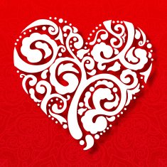 Vector Valentine's day lacy paper heart greeting card N33