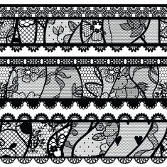 Set of lacy vintage trims