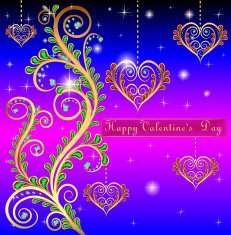 blue postcard on Valentines day