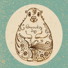 Groundhog Day Vintage hand drawn card N2
