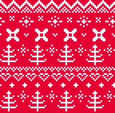 Christmas Norwegian seamless knitting pattern ( red & white )