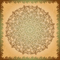 Background with abstract floral lace ornament and hearts
