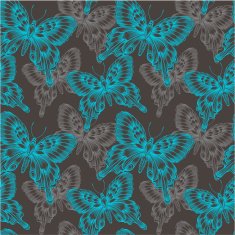 Bright seamless pattern with blue decorative butterflies
