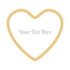 Thin golden chain shaped in heart form