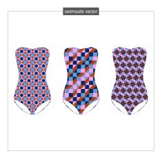 Set of sketches swimwear with a geometrical pattern