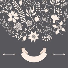 Romantic background of various flowers in retro style N2