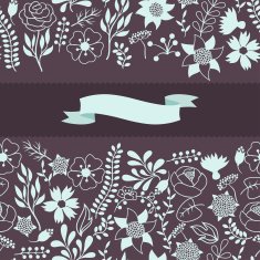 Romantic seamless pattern of various flowers in retro style