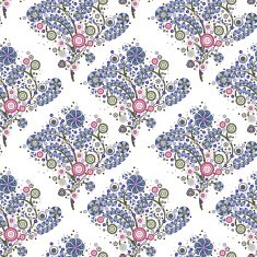 flowers floral seamless pattern in blue with white background