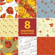 set of eight seamless autumnal backgrounds