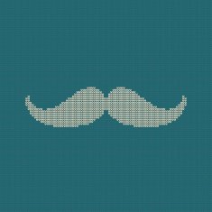Hipster trend vintage knitted moustache on blue background