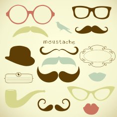Retro Party set - Sunglasses lips moustaches N8