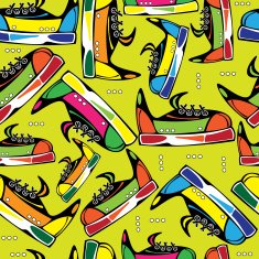 multicolored shoes youth seamless pattern