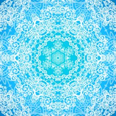 Ornate blue doodle vector seamless pattern N2