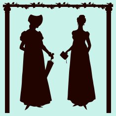 Women in Empire style costumes silhouettes