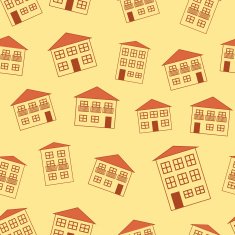 brown little funny house seamless pattern
