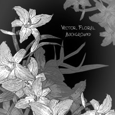 Floral background with lilies in vintage style N3