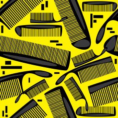 seamless pattern combs on yellow background