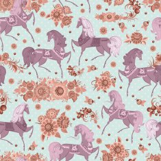 seamless texture with horses in flowers N2