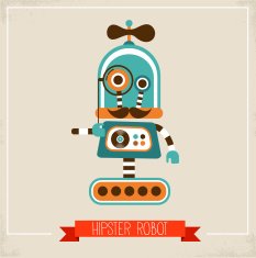 Hipster robot toy icon