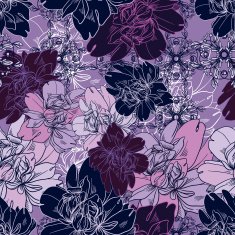 abstract vector seamless pattern with flowers and ornaments