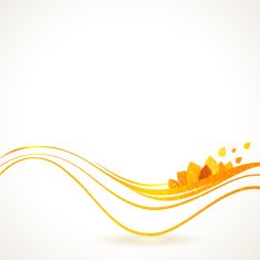 Abstract vector background Orange waves and autumn leaves