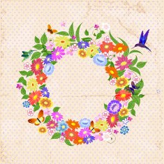 Round floral ornament for your design N5