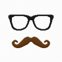 Pixel hipster glasses and mustache