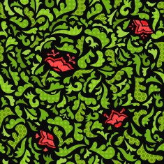 Abstract green and red seamless pattern with floral background N2