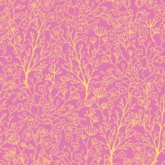 Pink and gold florals seamless pattern background