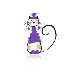 Funny cat in fashion hat for your design N3