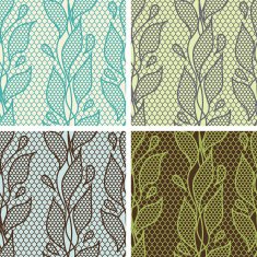 Set of lace seamless patterns with abstract flowers N3