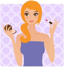 Young woman making-up her face