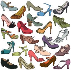 Women`s vintage shoes solorful set