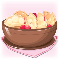 Dish with cherry dumplings
