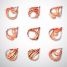 set of abstract red wave pattern for design