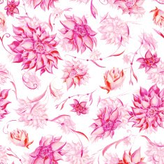 Watercolor pattern with pink flowers N2