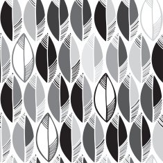 Seamless monochrome pattern with abstract leaves N3