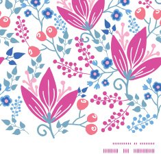 Vector pink flowers horizontal frame seamless pattern background