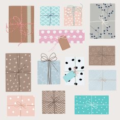 Vector set with gift boxes in crafting paper N2