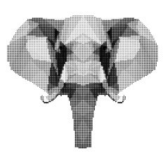 abstract monochrome elephant portrait of circles isolated on white background