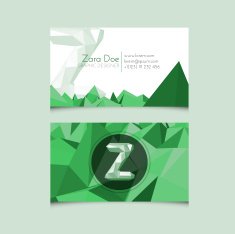 Low Poly Business Card Template with Alphabet Letter Z