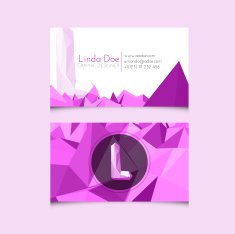 Low Poly Business Card Template with Alphabet Letter L