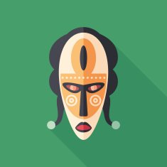 Carnival mask flat square icon with long shadows