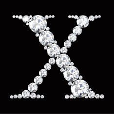diamond letters with gemstones isolated on black N16