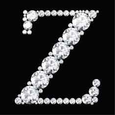 diamond letters with gemstones isolated on black N17