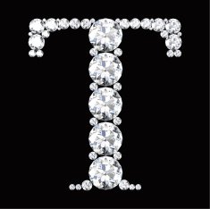 diamond letters with gemstones isolated on black N18
