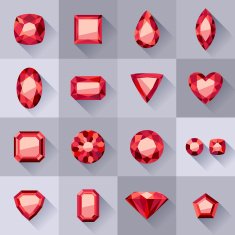 Set of flat style red jewels